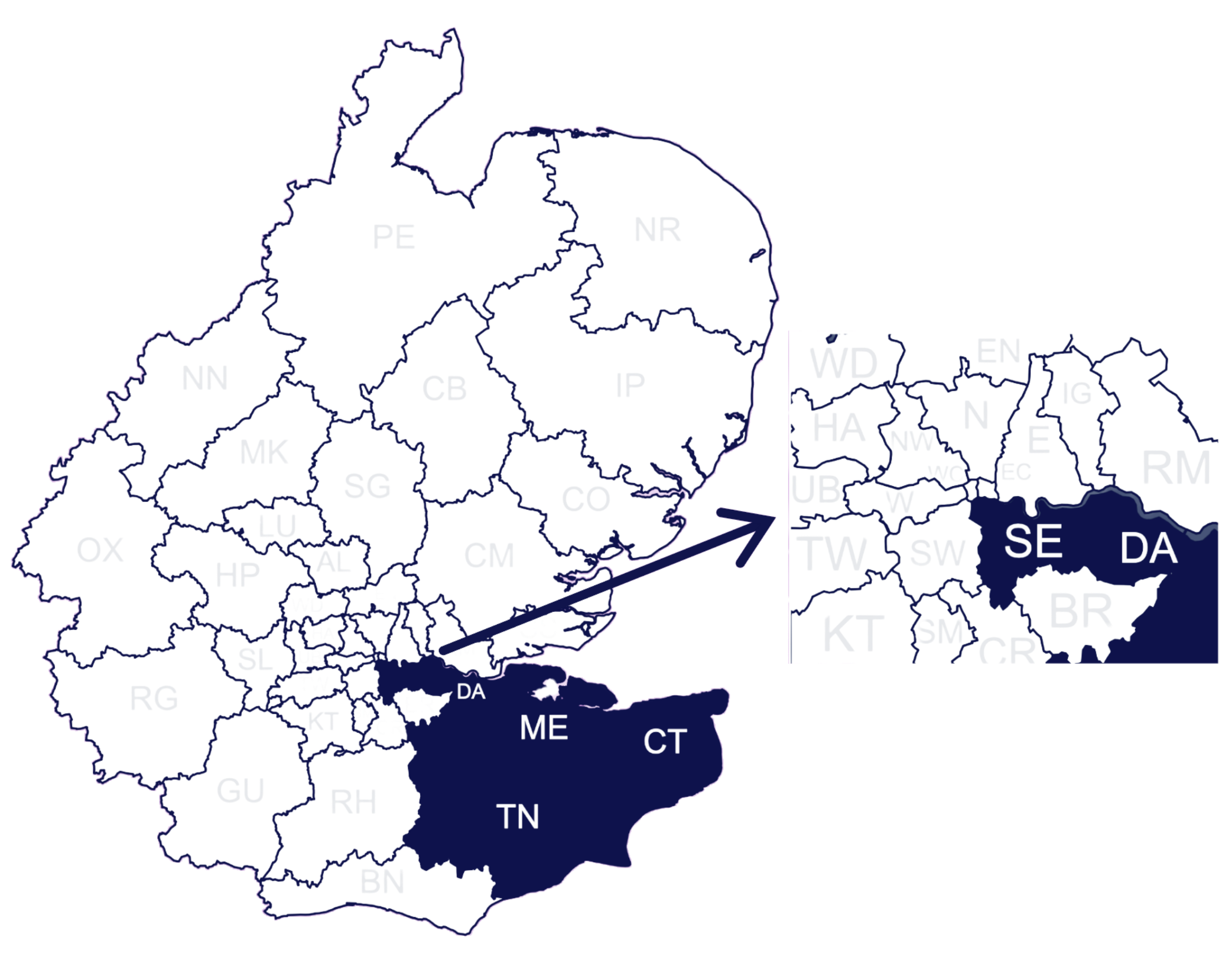 B P Dunn LTD postcode coverage map